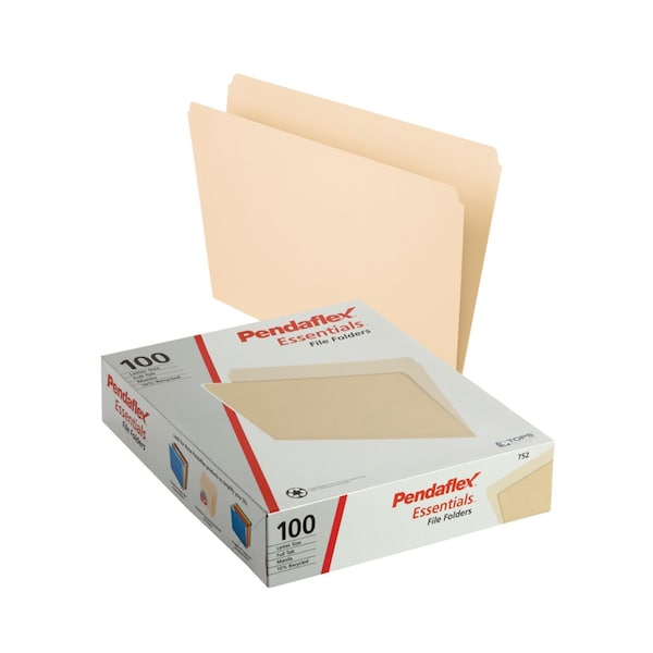 Pendaflex File Folders, Letter Size, Manila, Straight Cut, Box of 100, 100PK 752EE - main