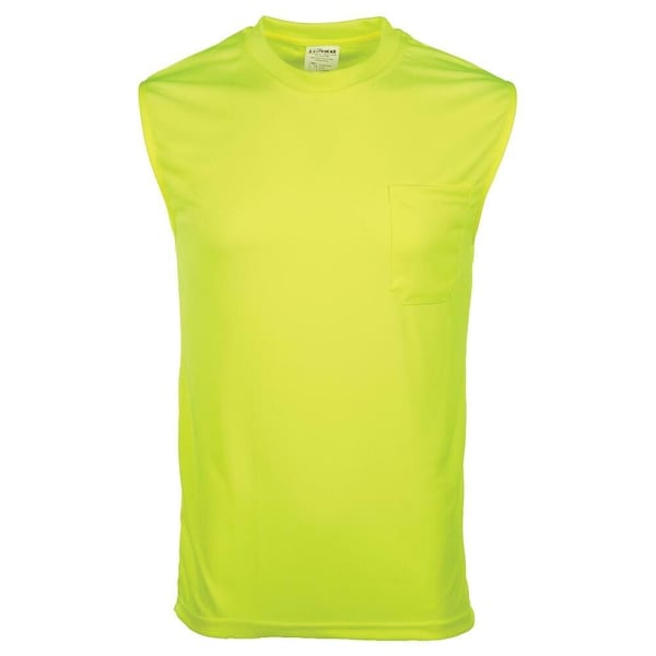 Jj Keller High Visibility Sleeveless T-Shirt, Moisture Wicking, Chest Pocket, Lime, 3XL, SAFEGEAR 65151 - main