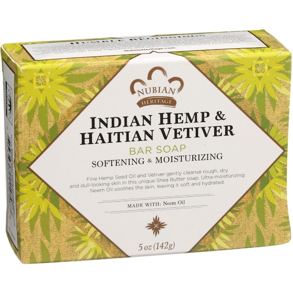 Nubian Heritage Indian Hemp and Haitian Vetiver Soap Bar, 5 Ounce 764302110583 - main
