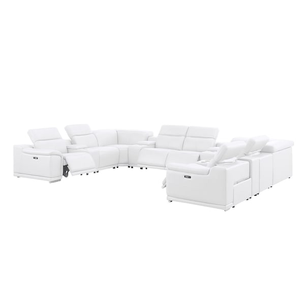 Homeroots White Leather Modular U Shaped Twelve Piece Corner Sectional With Console 643941 - main