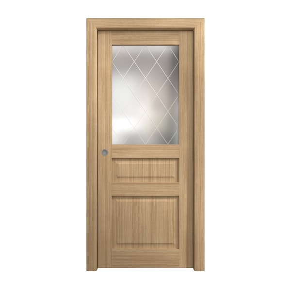 Sartodoors Sliding Pocket Door 28 x 96 inches, Ego 5011 Natural Oak, Kit Rail Hardware, Solid Wood Interior EGO5011PD-SNA-2896 - main