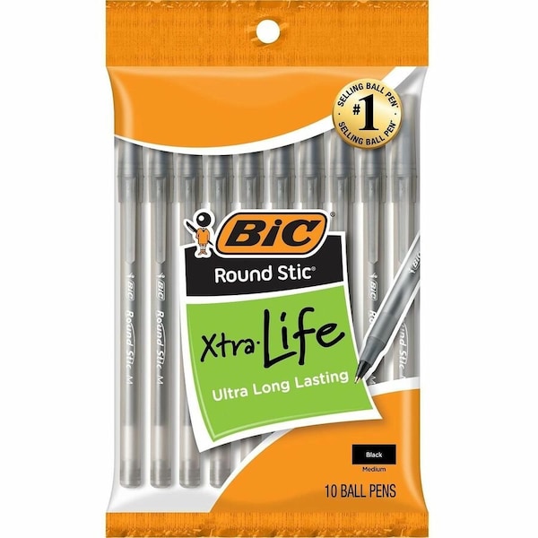 Bic Round Stic Ballpoint Pens, 10PK BICGSMP101BK - main