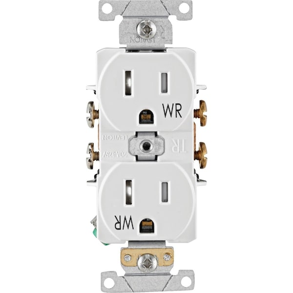 Leviton 15A White Tamper & Weather Resistant Commercial Grade 5-15R Duplex Outlet S12-TWR15-00W - main
