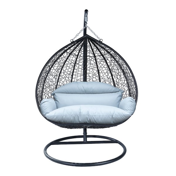 Leisuremod Teardrop Hanging Swing Chair with Stainless Steel Stand, 440 lb Capacity, Weatherproof RSCBL-57LGR - main