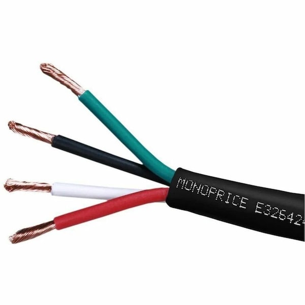 Monoprice Speaker Wire CL2 Rated 4-Conductor 14AWG 1000ft Black 41399 - main