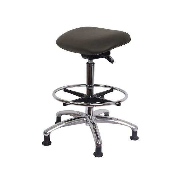 Blue Ridge Ergonomics Vinyl Sit-Stand Chrome-Standing Height with Chrome Foot Ring Stat Glides in Sterling Supernova Vinyl VSTSS-CR-CF-RG-8840 - main
