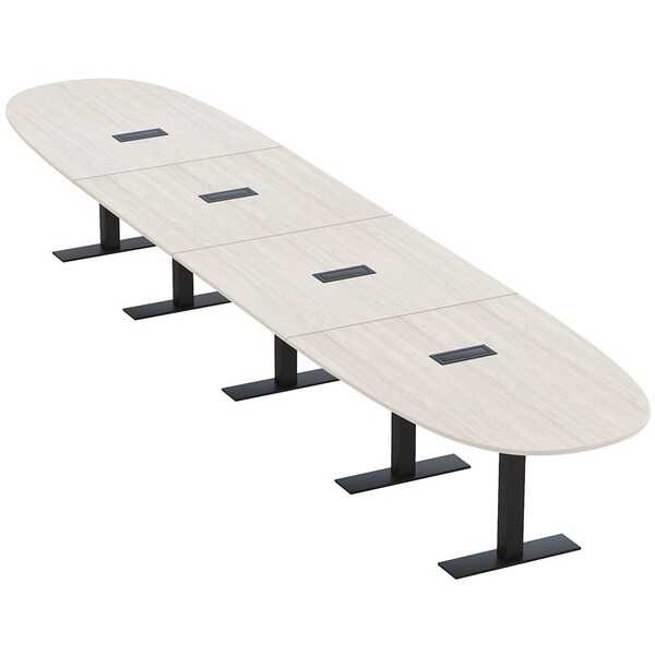 Skutchi Designs 18ft Boval Conference Table With Power | Harmony Series | 18 Person Meeting Room Table HAR-BOVL-48X216-T.BK-K458-EBLK - main
