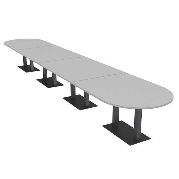 Skutchi Designs Racetrack Conference Table With Power Unit, 48 in W, 264 in L, Grey HAR-RAC-48X264-DOU.BK-U779-NA - main