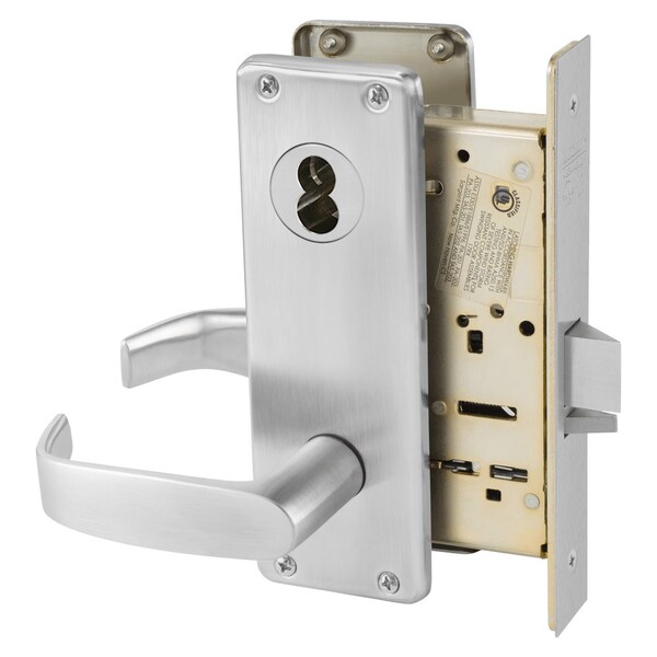 Sargent Storeroom or Closet Mortise Lock, WT Escutcheon, L Lever, SFIC Prep Less Core, Satin Chrome 70-8204 WTL 26D - main