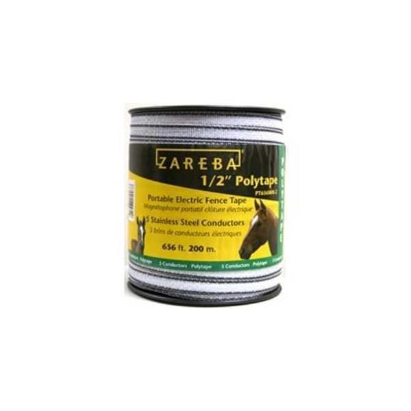 Zareba Polytape, 656 ft L, 1/2 in W, 5-Strand, Stainless Steel Conductor, White PT656WH-Z - main