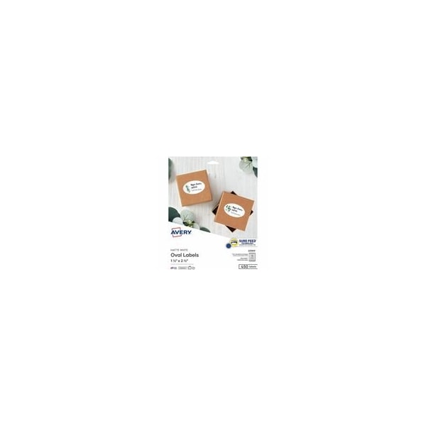 Avery Printable Oval Labels, 1.5in x 2.5in, White, 450 Labels (22564), x 1 1/2in W x 2 1/2in L, 5PK 22564 - main