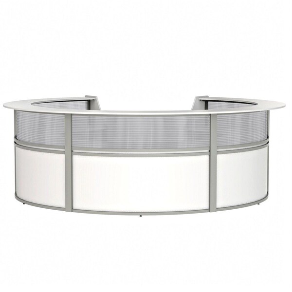 Linea Italia Reception Desk 11.1 ft D X 46 in H, 11.8 ft W X Thermofused Laminate, Clear, White ZUS319 - main