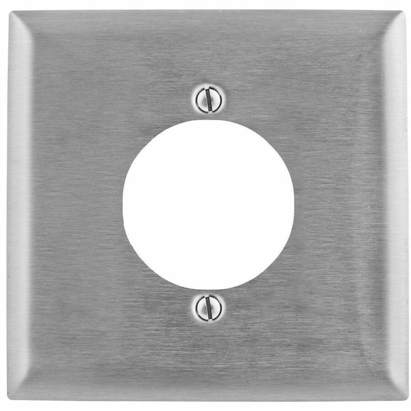 Hubbell Wiring Device-Kellems Wall Plates and Boxes, Number of Gangs: 2 Stainless Steel, Brushed Finish, Silver SS702 - main