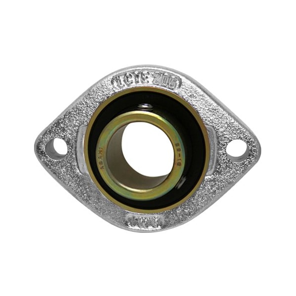 Ami Bearings SINGLE ROW BALL BEARING - 1-3/8in ZINC NARROW SET SCREW NICKEL 2-BOLT FLANGE BLCTE207-22NPMZ2 - main
