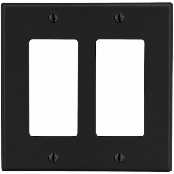 Hubbell Wiring Device-Kellems Wallplate, Mid-Size 2-Gang, 2) Decorator, Black PJ262BK - main