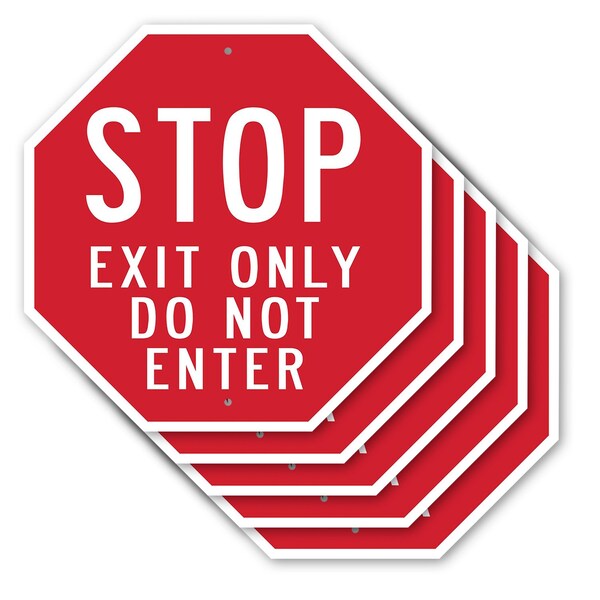 Signmission Stop Exit Only Do Not Enter, 10 inch X 10 inch, Aluminum Metal Signs, 5PK OC-A-5Pack-10-10 - main