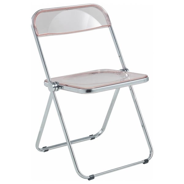 Leisuremod Lawrence Acrylic Folding Chair with Metal Frame, Rose Pink LF19PK - main
