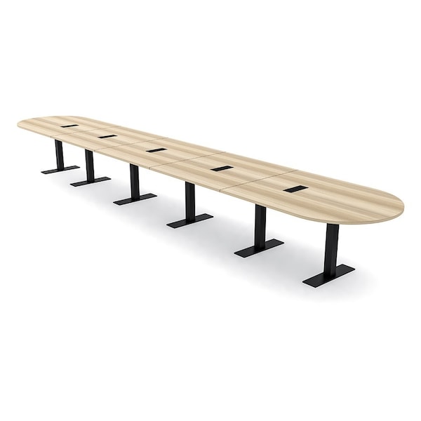 Skutchi Designs 22ft Racetrack Conference Table With Power | Harmony Series | 22 Person Meeting Room Table HAR-RAC-48X264-T.BK-K525-EBLK - main