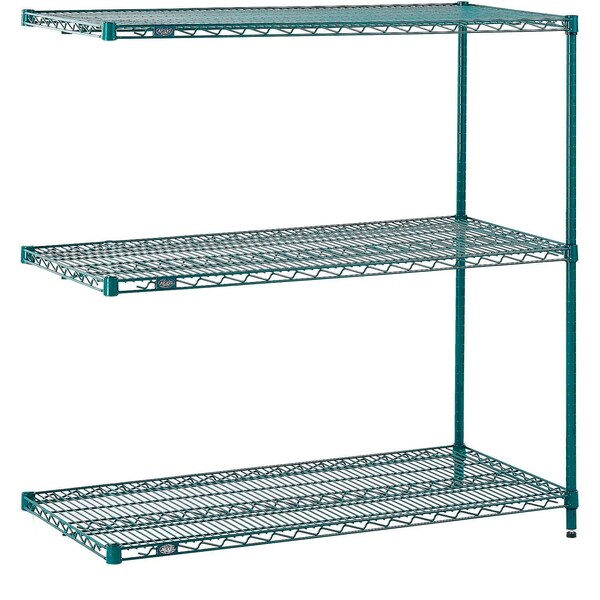 Global Industrial Nexel 3 Shelf, Poly-Green Wire Shelving Unit, Add On, 54"W x 21"D x 34"H B3050153 - main