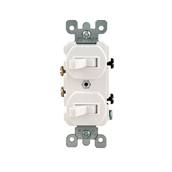 Leviton Wall Switch, Toggle, 15 A, White 5224-2W - main