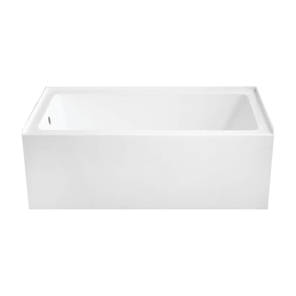 Kingston Brass 60" Acrylic Rectangular 3-Wall Alcove Tub, Left Hand Drain Hole, Glossy White VTAP6032L22 - main