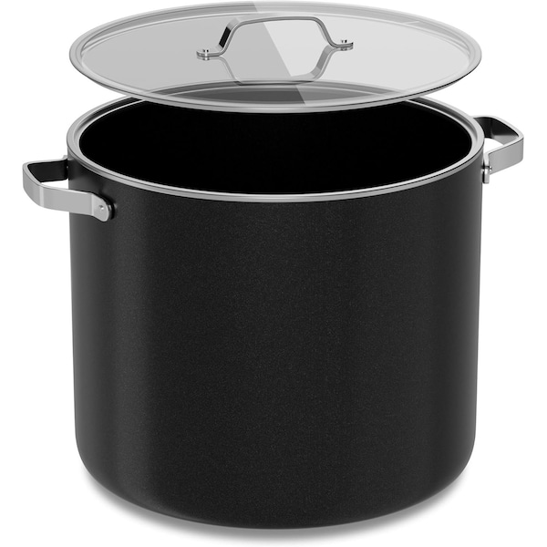 Bakkenmaster 12.5-Qt Ceramic Coated Stock Pot with Lid, Nonstick, Oven Safe, PTFE and PFAS Free, Black BKCRSTKPTBL312KK - main