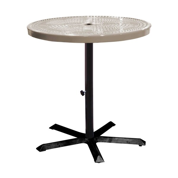 Leisure Craft 36" Round Perforated Pedestal Table, Portable, 40"H, Beige 36TAB40-BEIGE - main