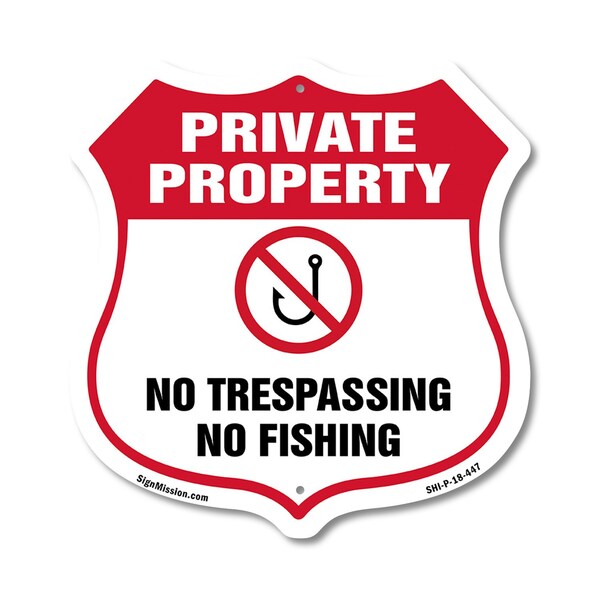 Signmission Private Property Shield Sign No Trespass, 18 Inch X 18 Inch, Plastic Sign SHI-P-18-447 - main
