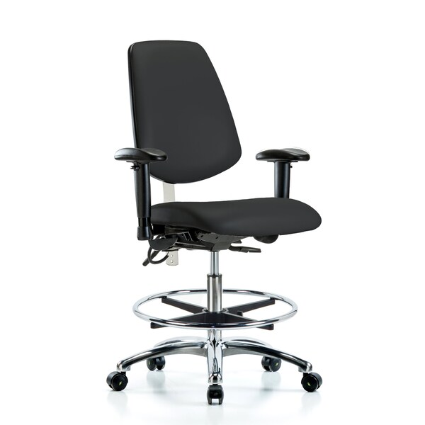 Blue Ridge Ergonomics Vin Med Ben Chair, Med, Bk, Blk, CL100/ESD, Adjustable Arms, 22" to 29" Height, Black BR-NECR-VMBCH-MB-CR-T1-A1-CF-EC-ESDBLK - main