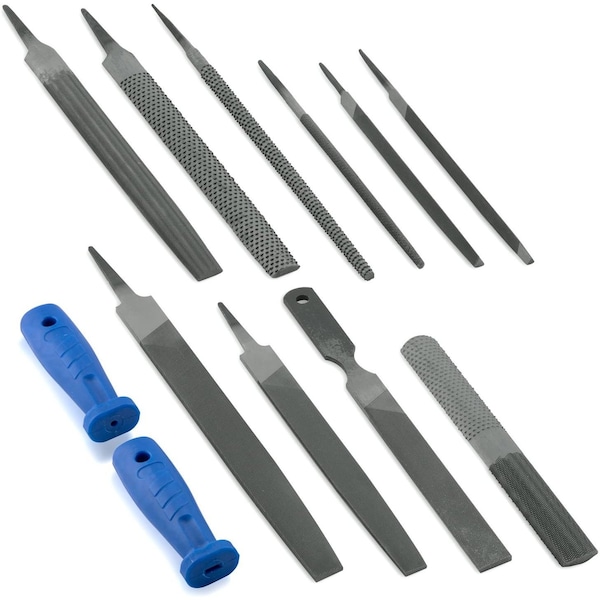 Neiko Metal Two Way File and Rasp Set, 12 Piece, Heat Treated Carbon Steel, Non Slip PVC Handle 00109A - main