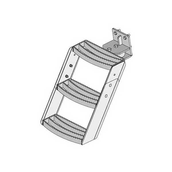 K&M Mfg Step Kit for John Deere Hiniker Series Tractors 3-Step Unit Left-Hand Green 3407 - main