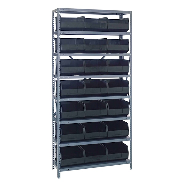 Quantum Storage Systems STEEL SHELVING UNIT W/ 21 BINS BLACK 1275-445BK - main