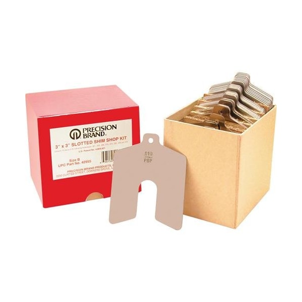 Precision Brand Size A 2in. x 2in. Stainless Steel Slotted Shim, 80 Piece Shop Kit 42945 - main
