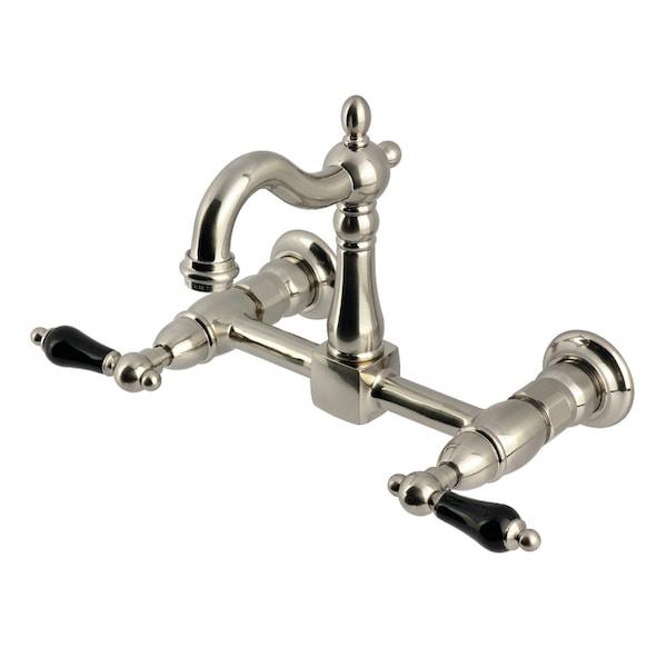 Kingston Brass Two-Handle Wall Mount Bridge Kitchen Faucet, Brushed Nickel KS2448PKL - main