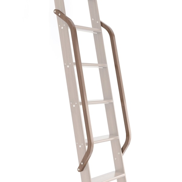 Quiet Glide Walnut Wood Library Ladder Handrail Satin Nickel (No Ladder) QG.6309.WA.02 - main