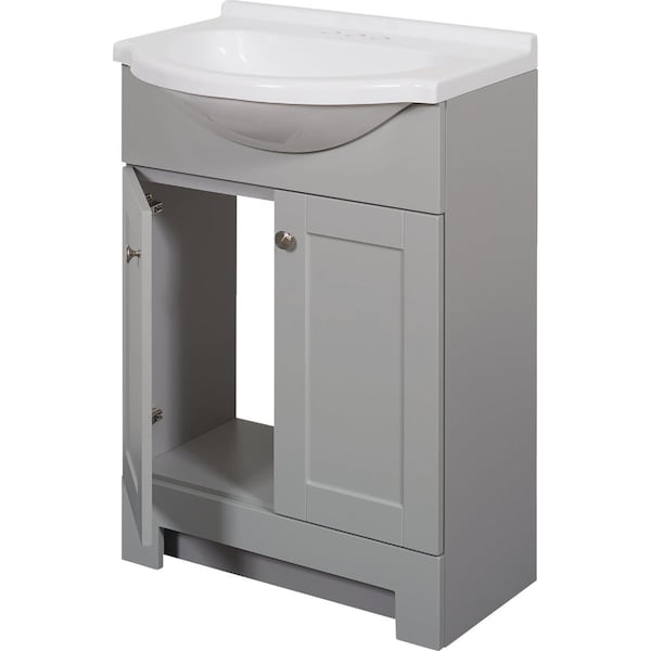 Zenith Zenna Home Cool Gray 24'' Wx35'' Hx18''D Euro Vanity with Wht Cultured Marble Top SEC24GY - main