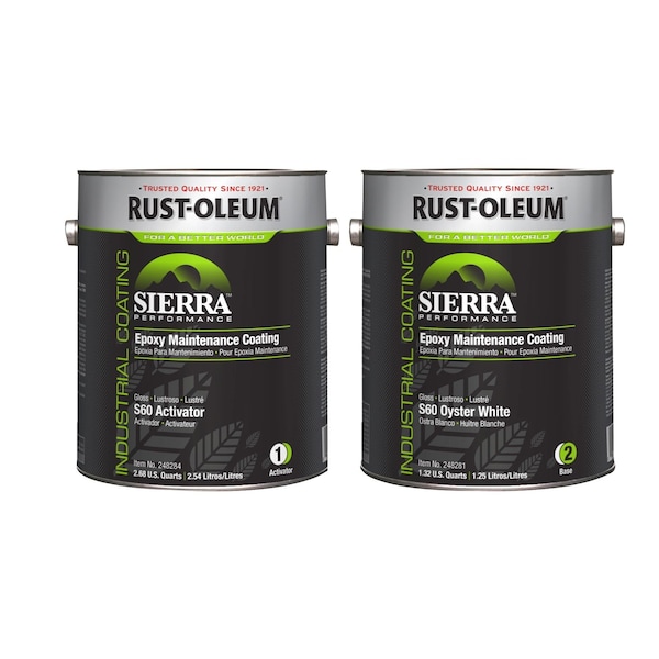 Rust-Oleum Epoxy Activator and Finish Kit, Oyster White, High Gloss, 1 gal, 230 to 340 sq ft/gal, S60 Series 248289 - main