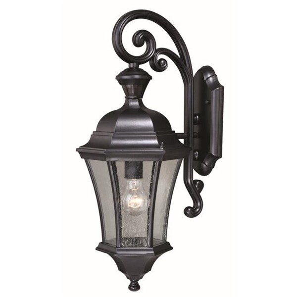 Perfecttwinkle 60W 10 in. Aberdeen Dualux Outdoor Wall Light Shiny Black, Clear Seeded Glass PE1238423 - main