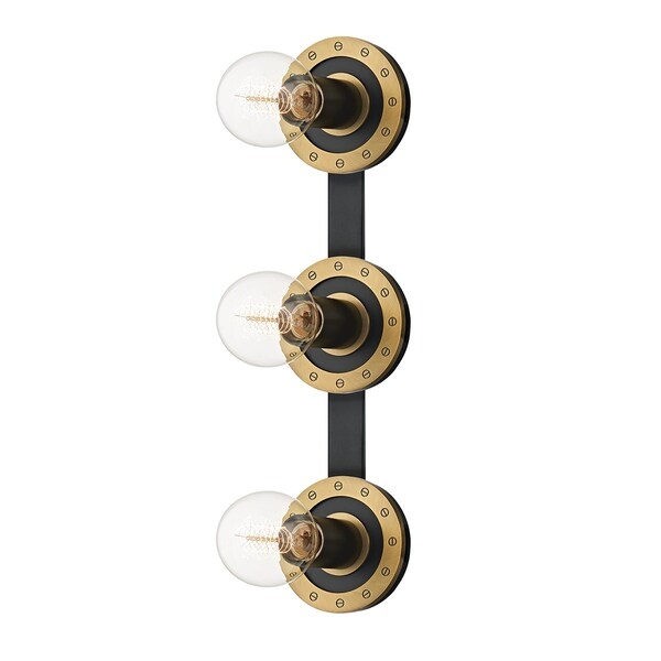 Troy Lighting Teo 3 Light Bath And Vanity 21.75 In. Patina Brass/Soft Black B2083-PBR/SBK - main