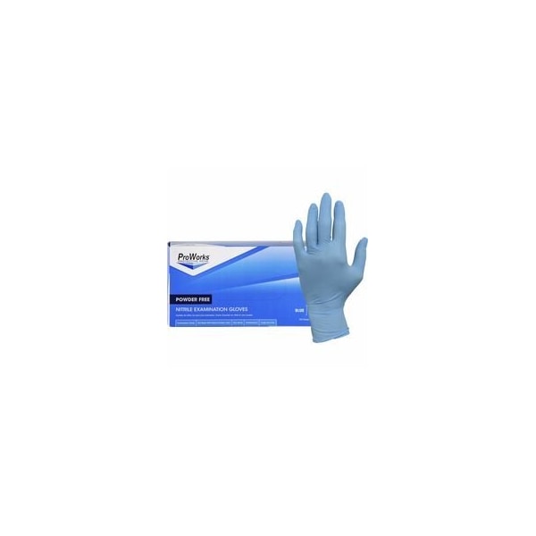 Proworks NPF Nitrile Powder Free Exam Gloves, 5.5 mil Thickness x 9.50in Glove L, Large Size, For, 10PK GL-N106FL - main