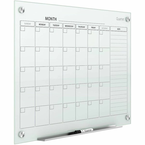 Quartet Calendar Planning Board, Glass, 36 in, 48 in, No Frame Frame, White, Gloss GC4836F - main