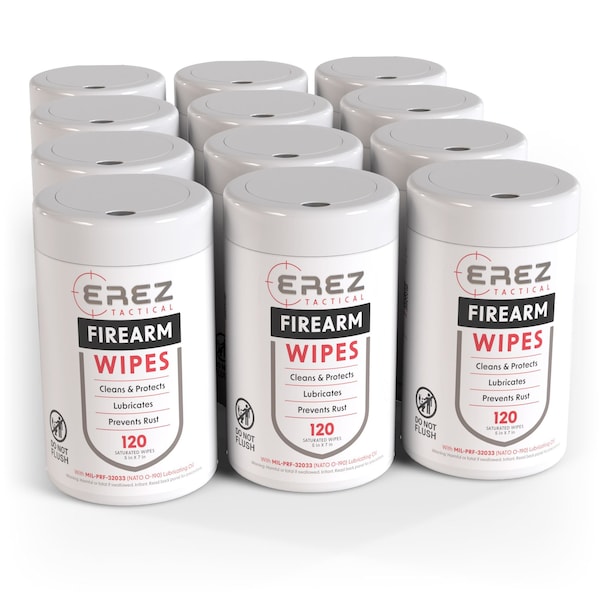 Erez Tactical Advanced CLP Wipes, 120 Wipes, 1440 Professional Grade Firearm Cleaning Wipes MIL-SPEC Gun Oil, 12PK ET72180GW-12 - main