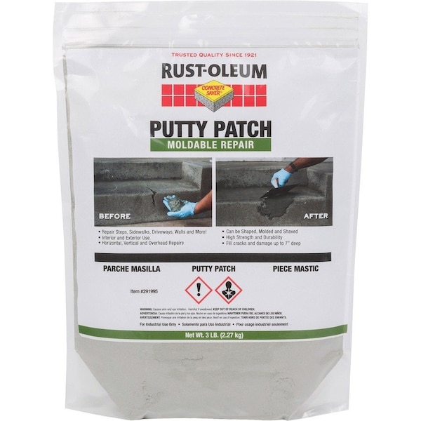 Rust-Oleum Patching Compound, 3 lb Container Size, Bag, Putty Patch, Gray 291995 - main