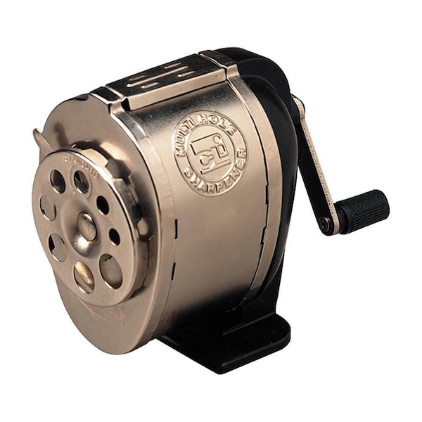 Charles Leonard Mountable Heavy Duty Steel Pencil Sharpener, Multi Size Holes, Silver 89508 - main
