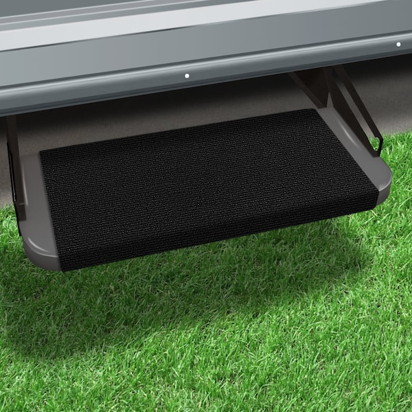 Presto Fit STEPS AND STEP RUGS RV Wrap Around Hook And Spring 18 Inch Width Black Onyx MicroRibbed Textured 2-0314 - main