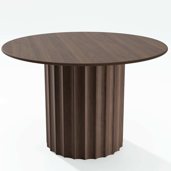Homeroots 46" Brown Wood Pedestal Base Round Top Dining Table 720938 - main