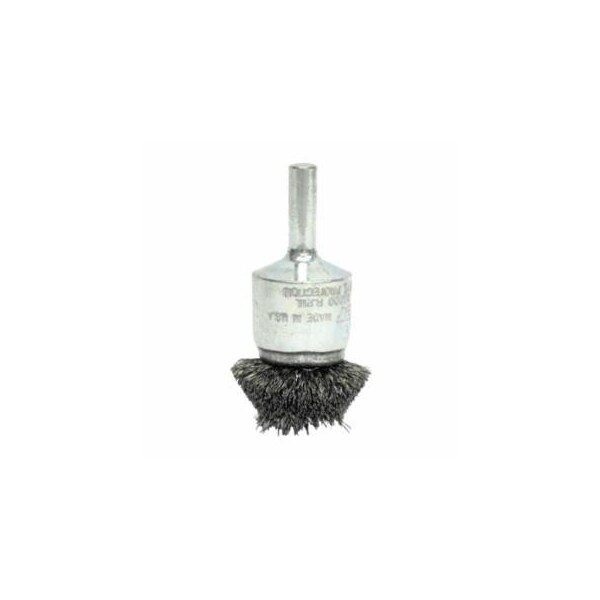 Weiler Stem-Mounted Circular Flared End Brush, Stainless Steel, 1-1/2 in x 0.006 in, 20,000 rpm 804-10045 - main