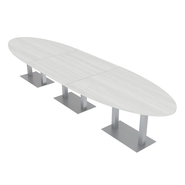 Skutchi Designs Oval Conference Table With Power Unit, 48 in W, 192 in L, White HAR-OVL-48X192-DOU-WA7976-NA - main