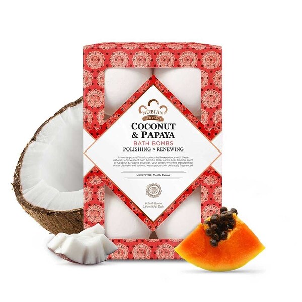 Nubian Heritage Coconut and Papaya Bath Bomb, 1.6 Ounce, 12PK 68705771 - main