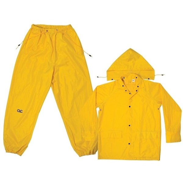 Clc Work Gear CLC R102L Rain Suit, L, 170T Polyester, Yellow, Detachable Collar R102L - main